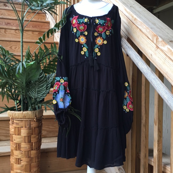 Free People Women Spell On You Embroidered Mini Dress - Black - Xs